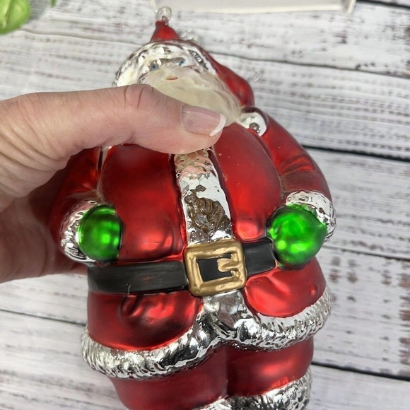 Vintage Department 80 Mercury Glass St. Nick Santa 9" Ornament Handpainted w Box - Picture 8 of 15
